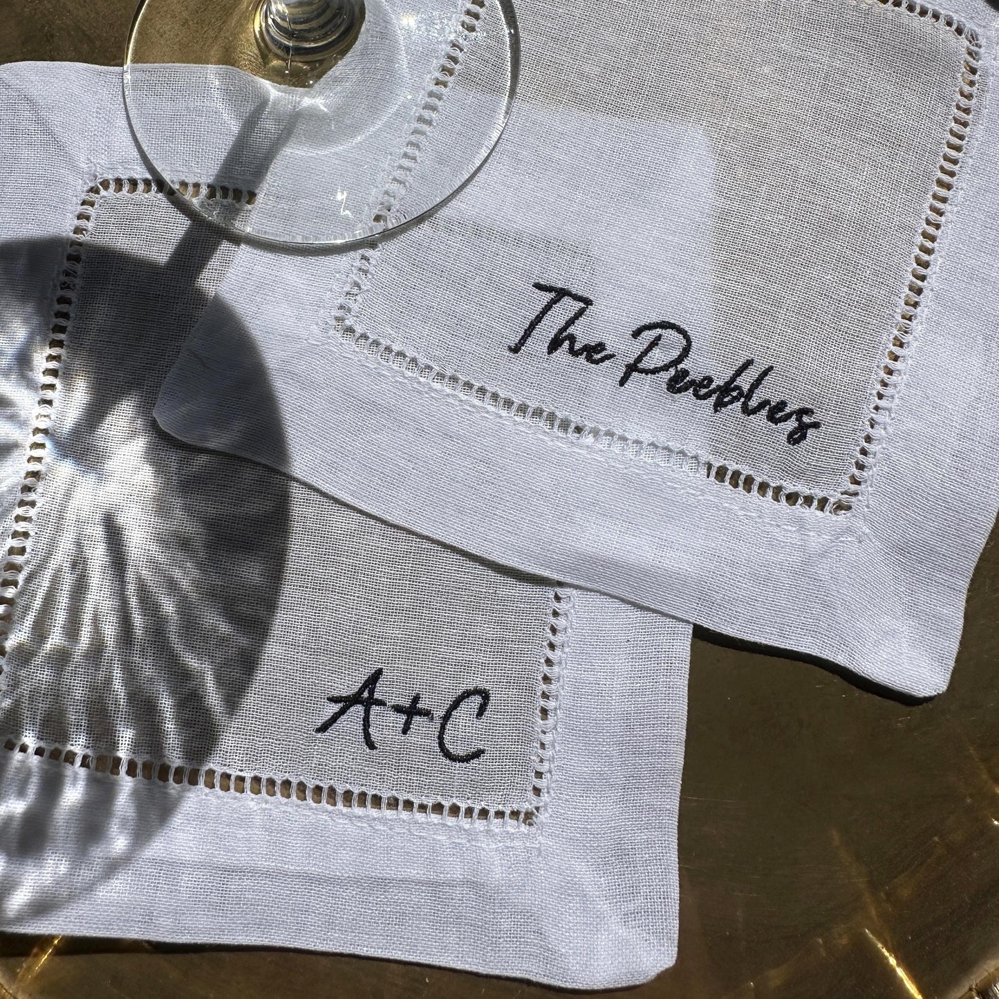 Custom Name Embroidered Cocktail Napkin Set (Noah Font)