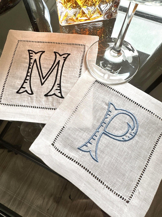 Custom Baroque Monogram Cocktail Napkin Set