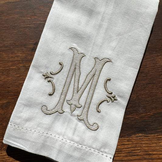 Romanesque Monogram Linen Dinner Napkin