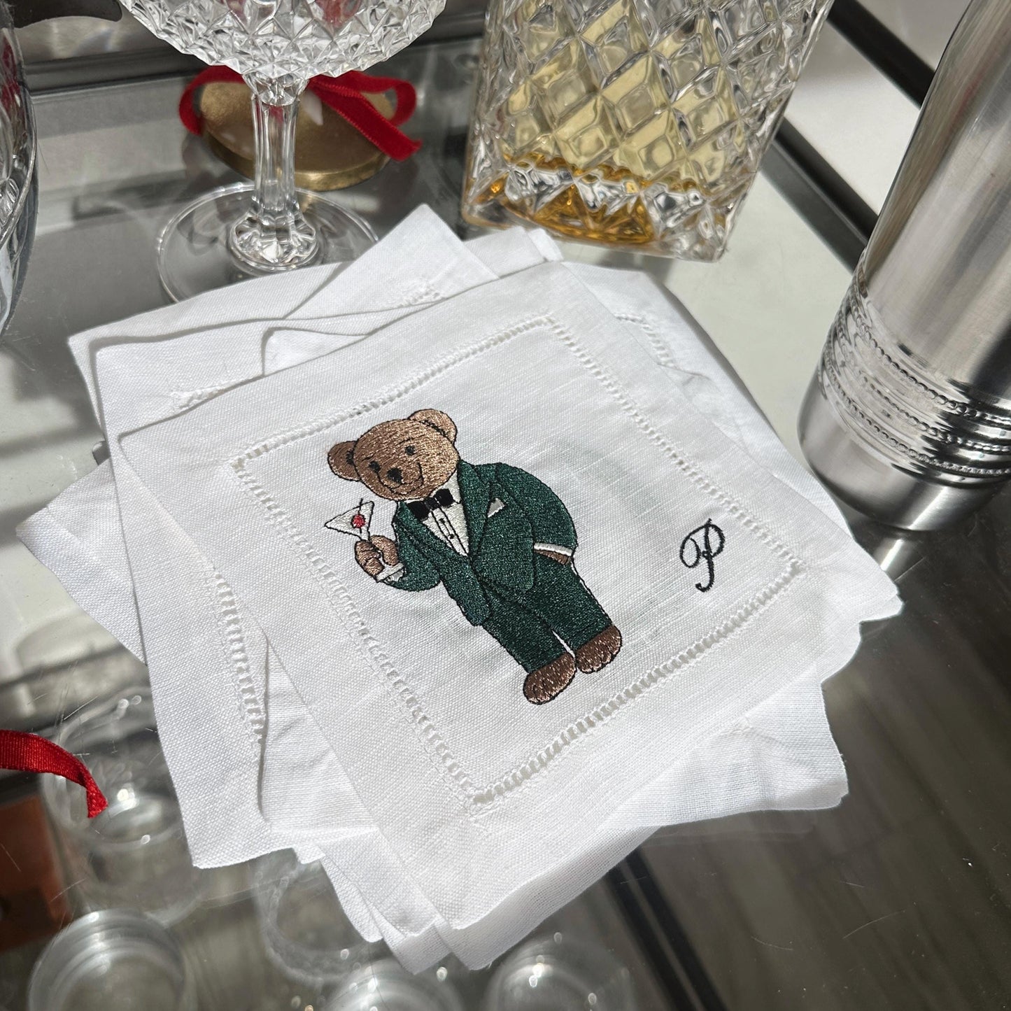 Tuxedo Bear Martini Cocktail Napkin