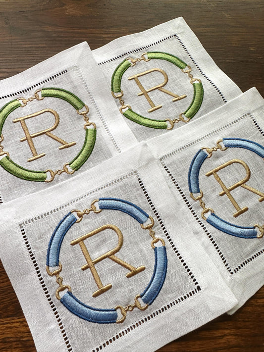 Snaffle Bit Ring Monogram Cocktail Napkin