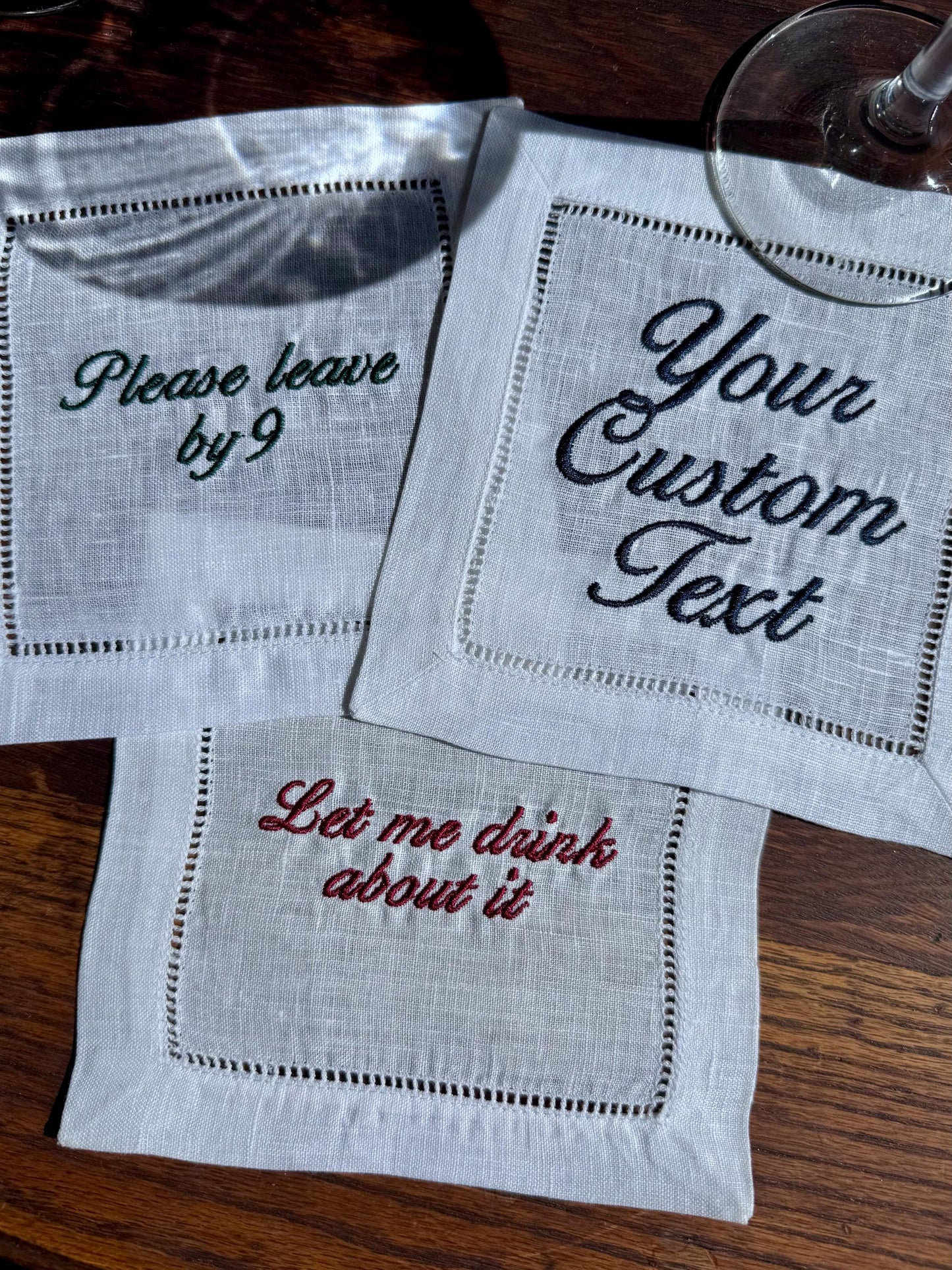 Custom Text Cocktail Napkin Set