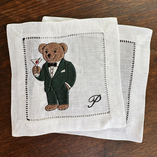 Tuxedo Bear Martini Cocktail Napkin