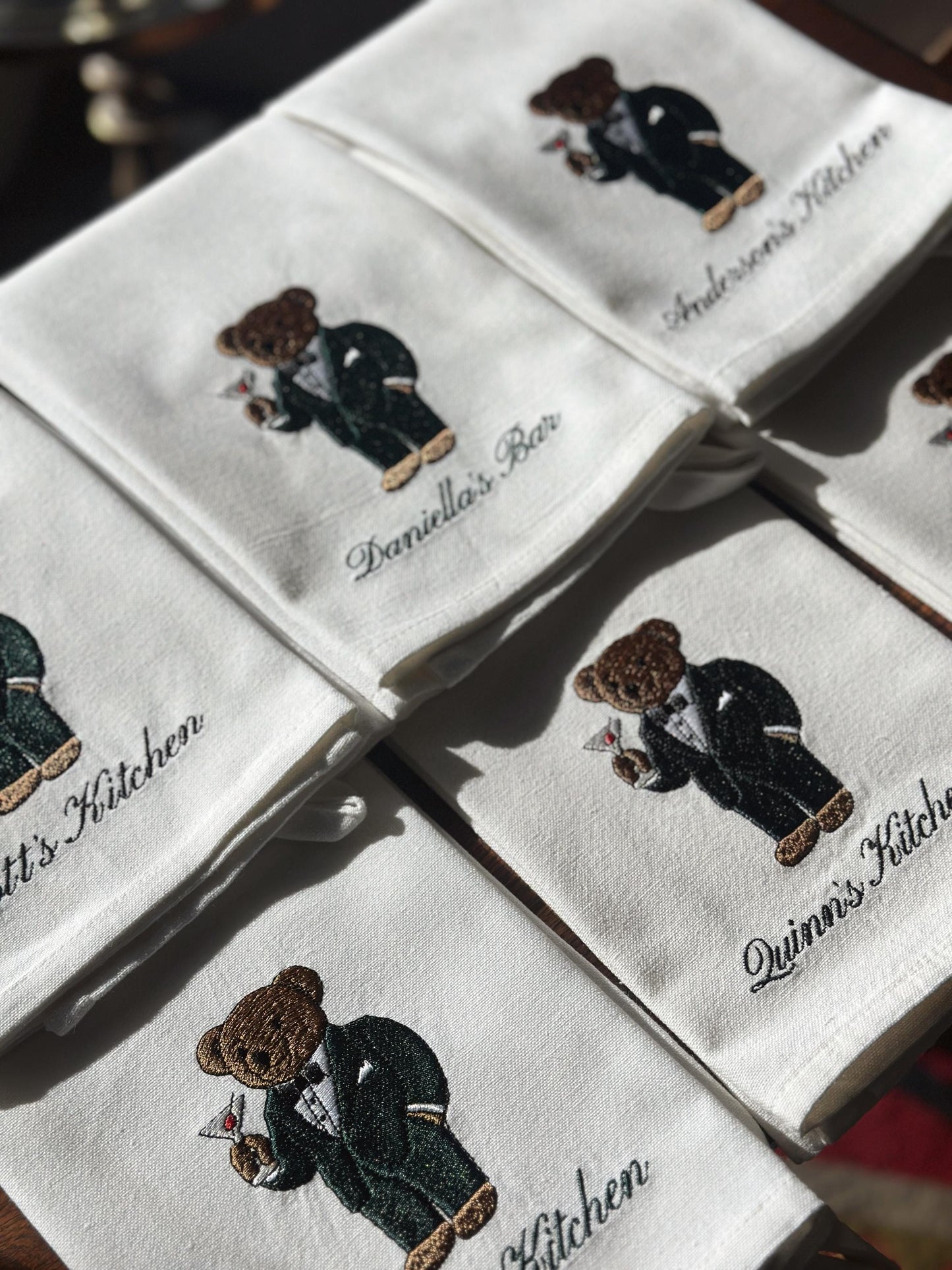 Tuxedo Bear Martini Kitchen Towel