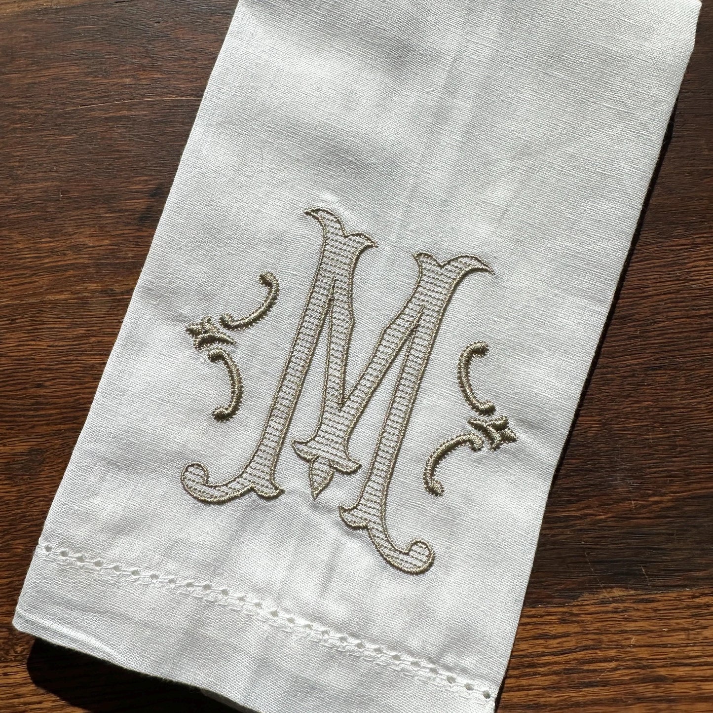 Romanesque Monogram Linen Dinner Napkin