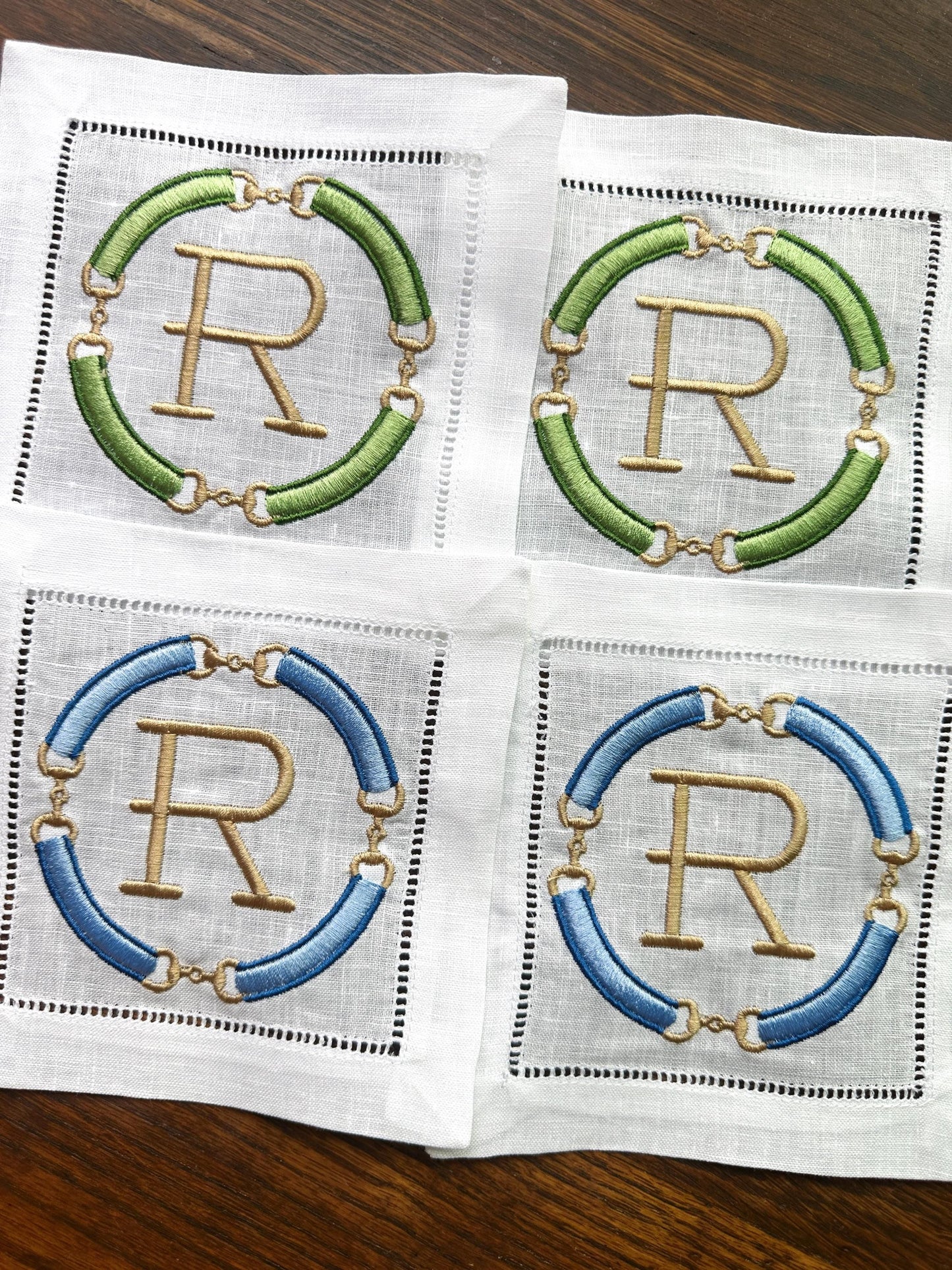 Snaffle Bit Ring Monogram Cocktail Napkin