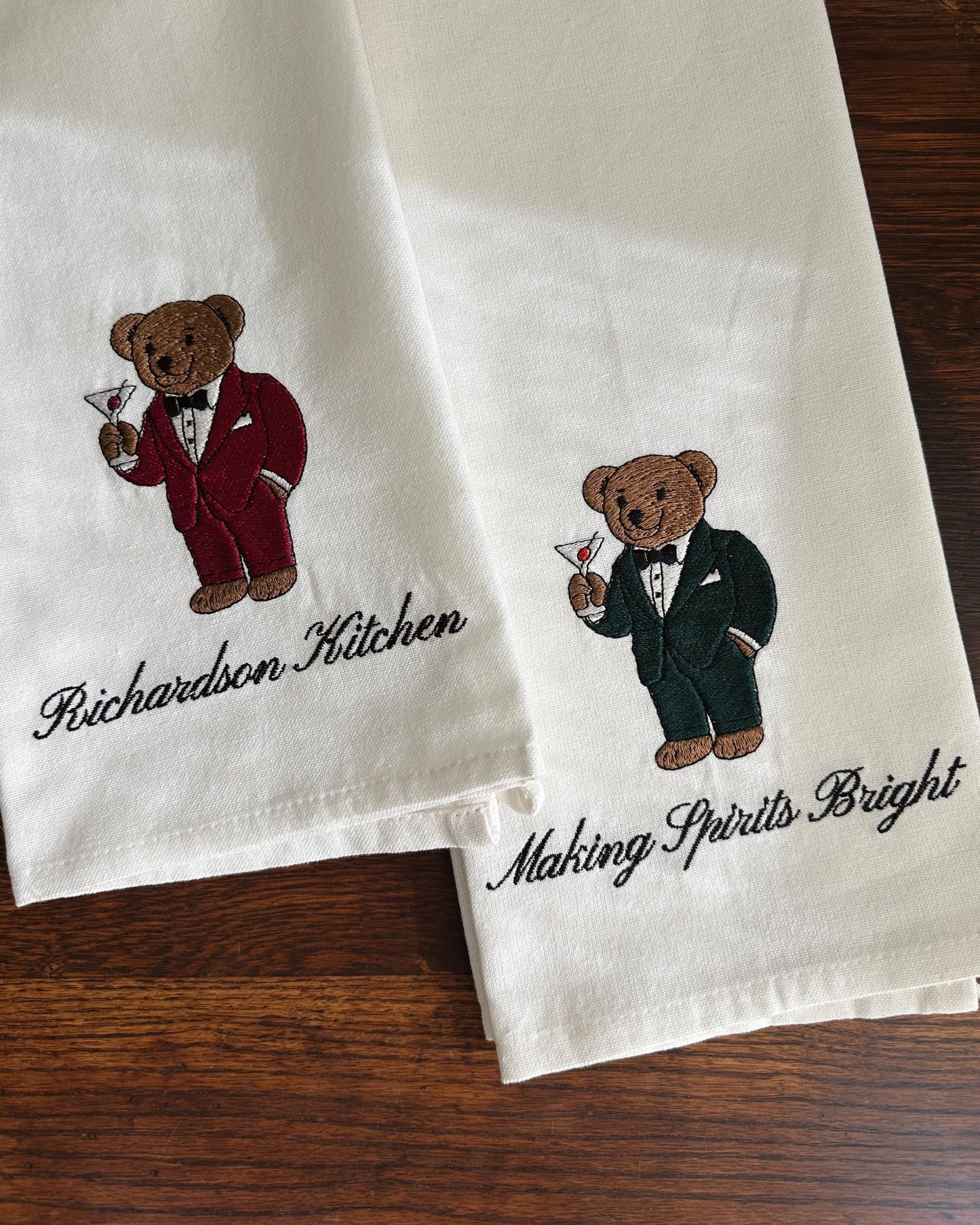Tuxedo Bear Martini Kitchen Towel