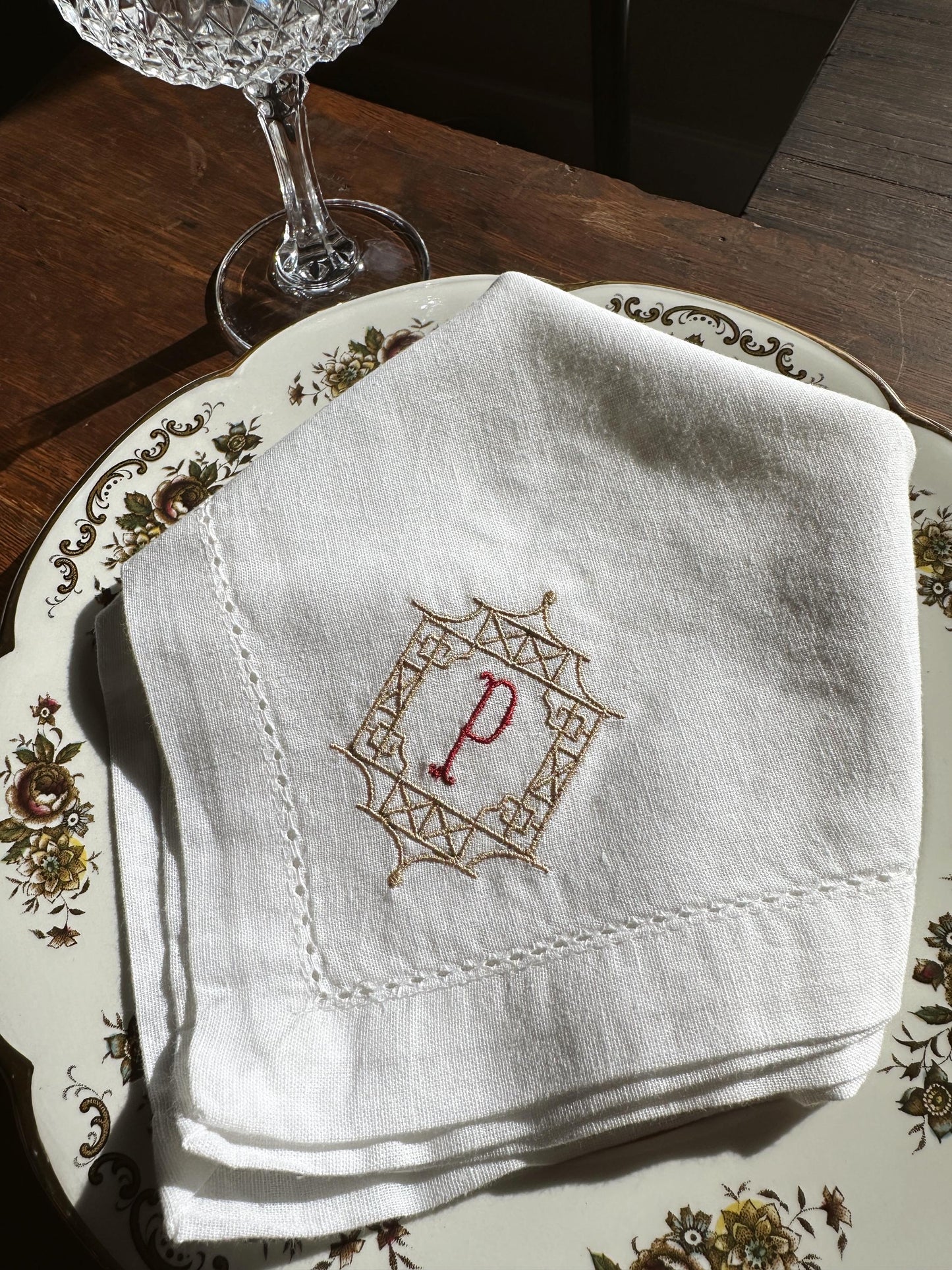Chinoiserie Linen Dinner Napkins