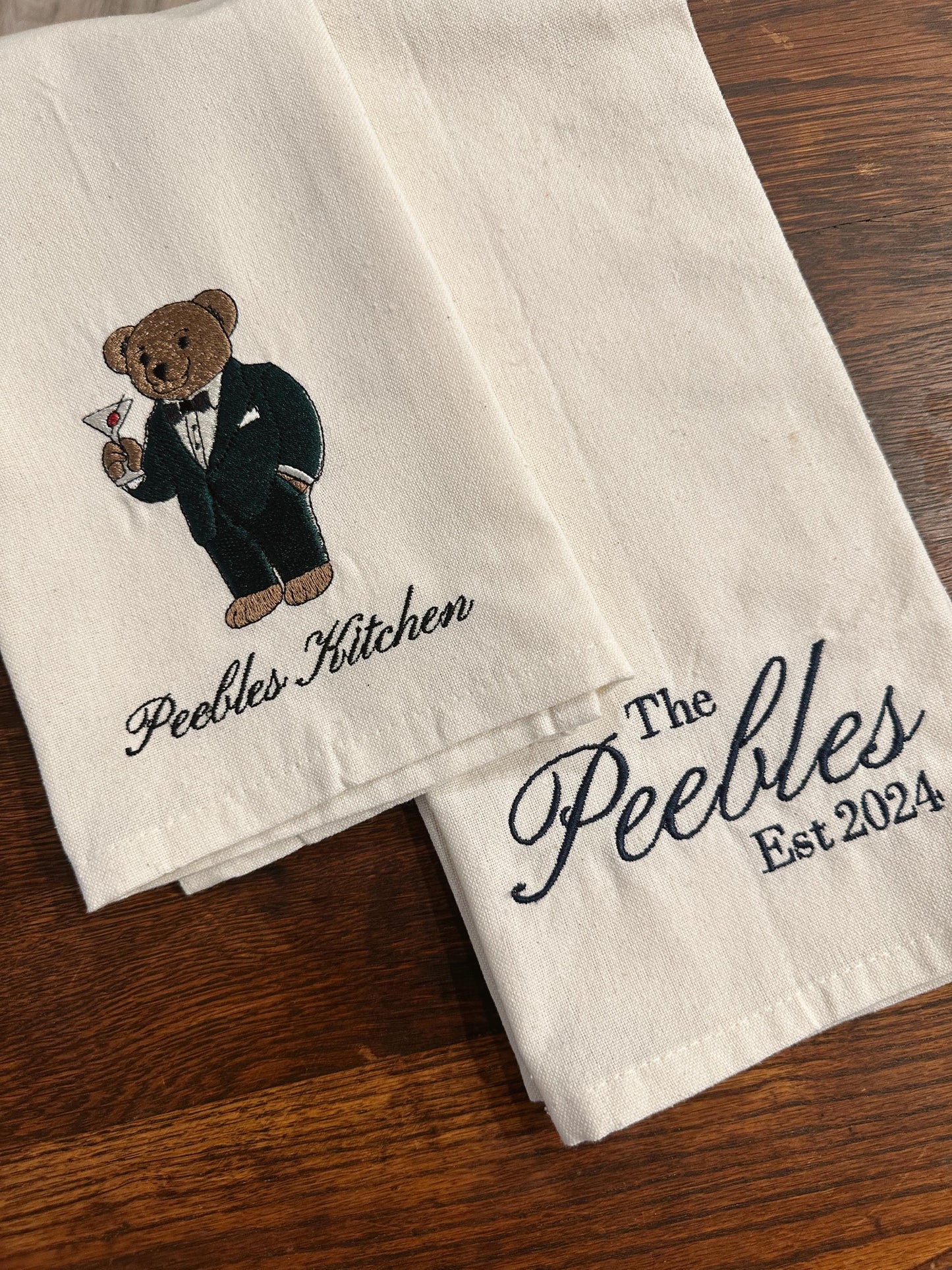 Tuxedo Bear Martini Kitchen Towel
