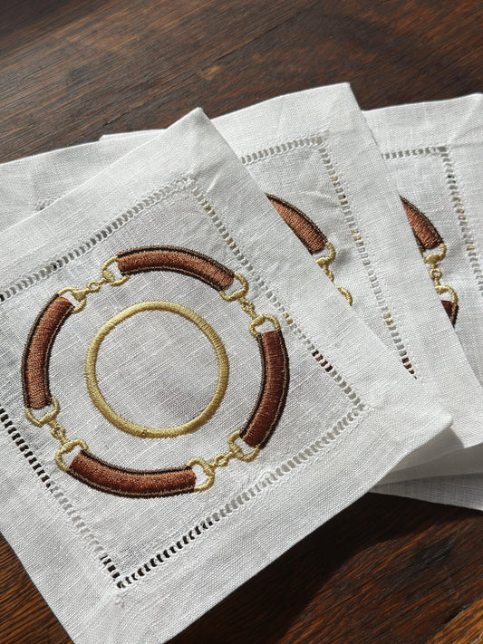 Snaffle Bit Ring Monogram Cocktail Napkin