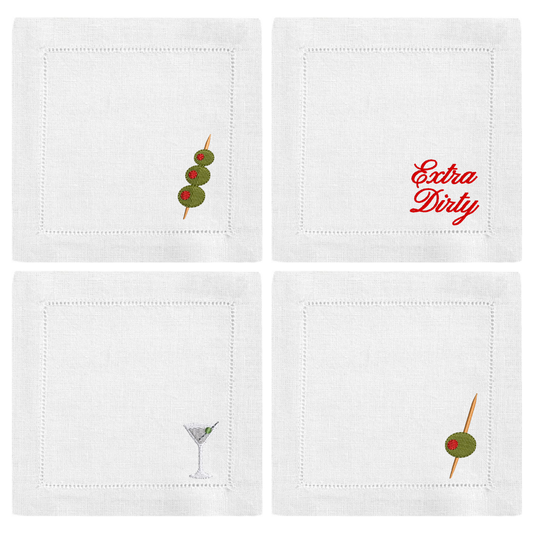 Extra Dirty Martini Cocktail Napkin Set