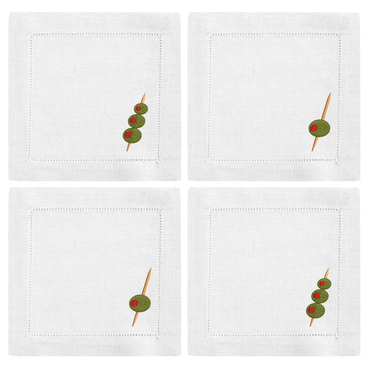 Martini Olive Cocktail Napkin Set
