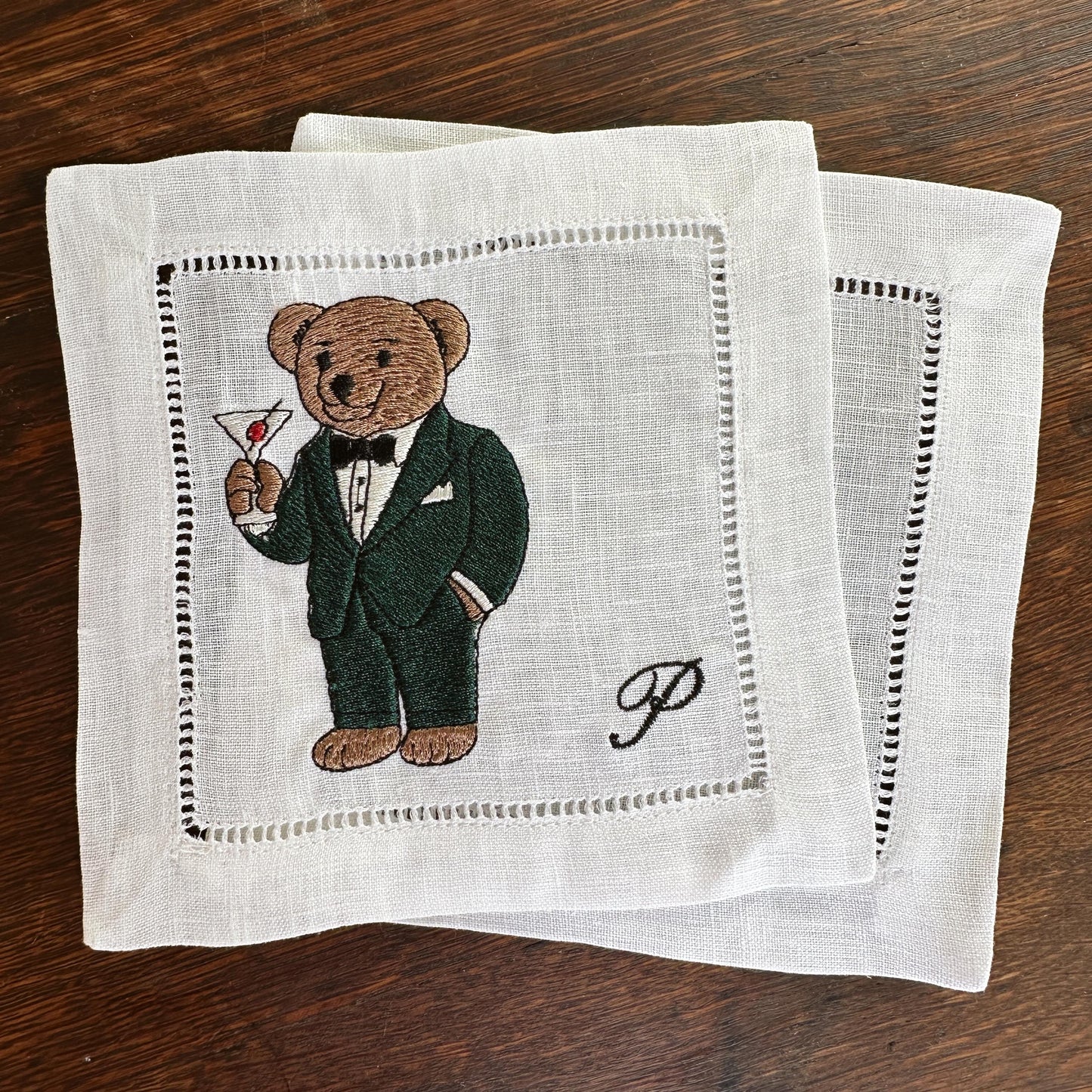 Tuxedo Bear Martini Cocktail Napkin