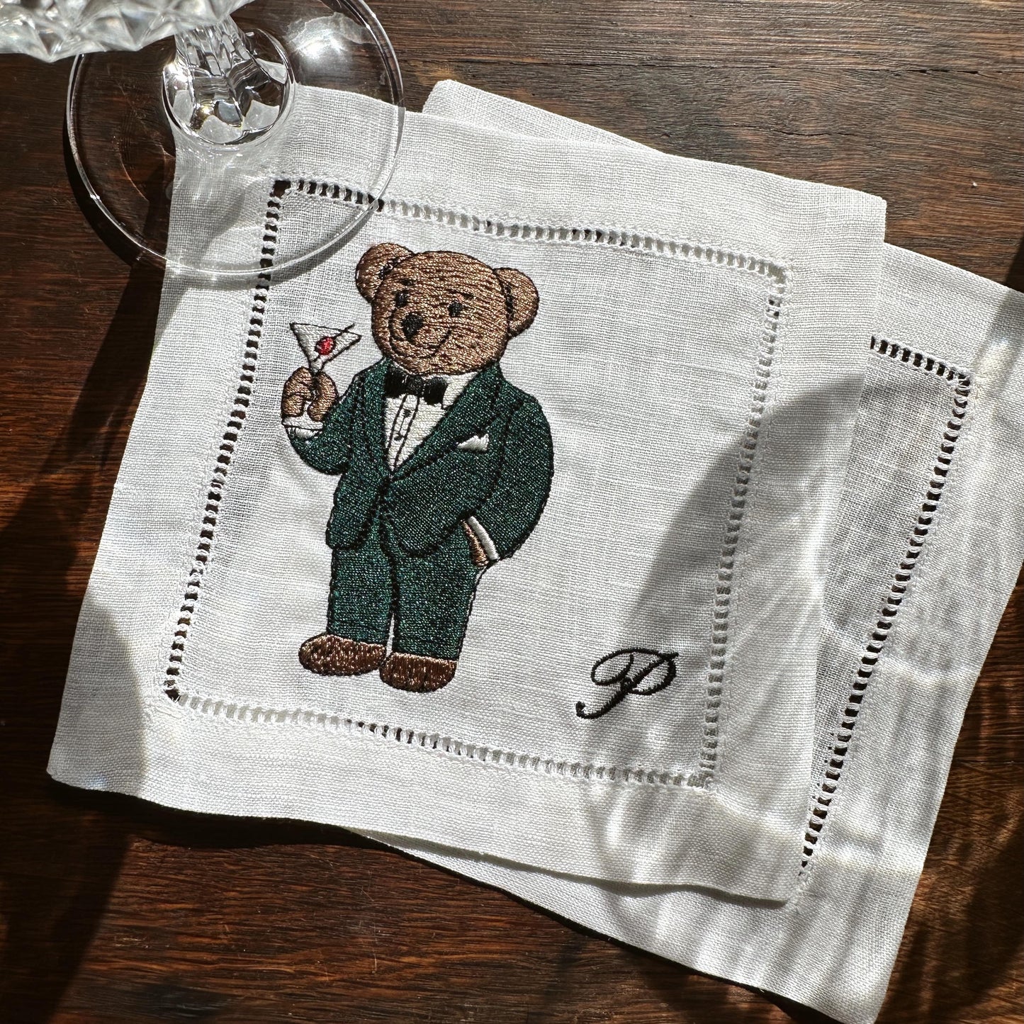 Tuxedo Bear Martini Cocktail Napkin