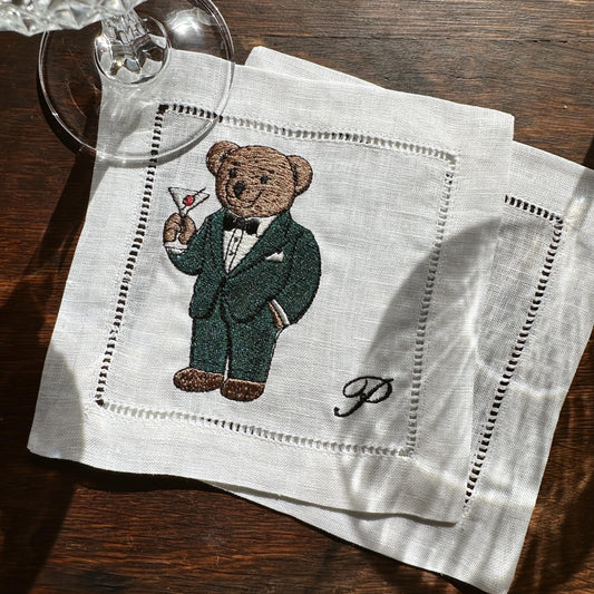 Tuxedo Bear Martini Cocktail Napkin