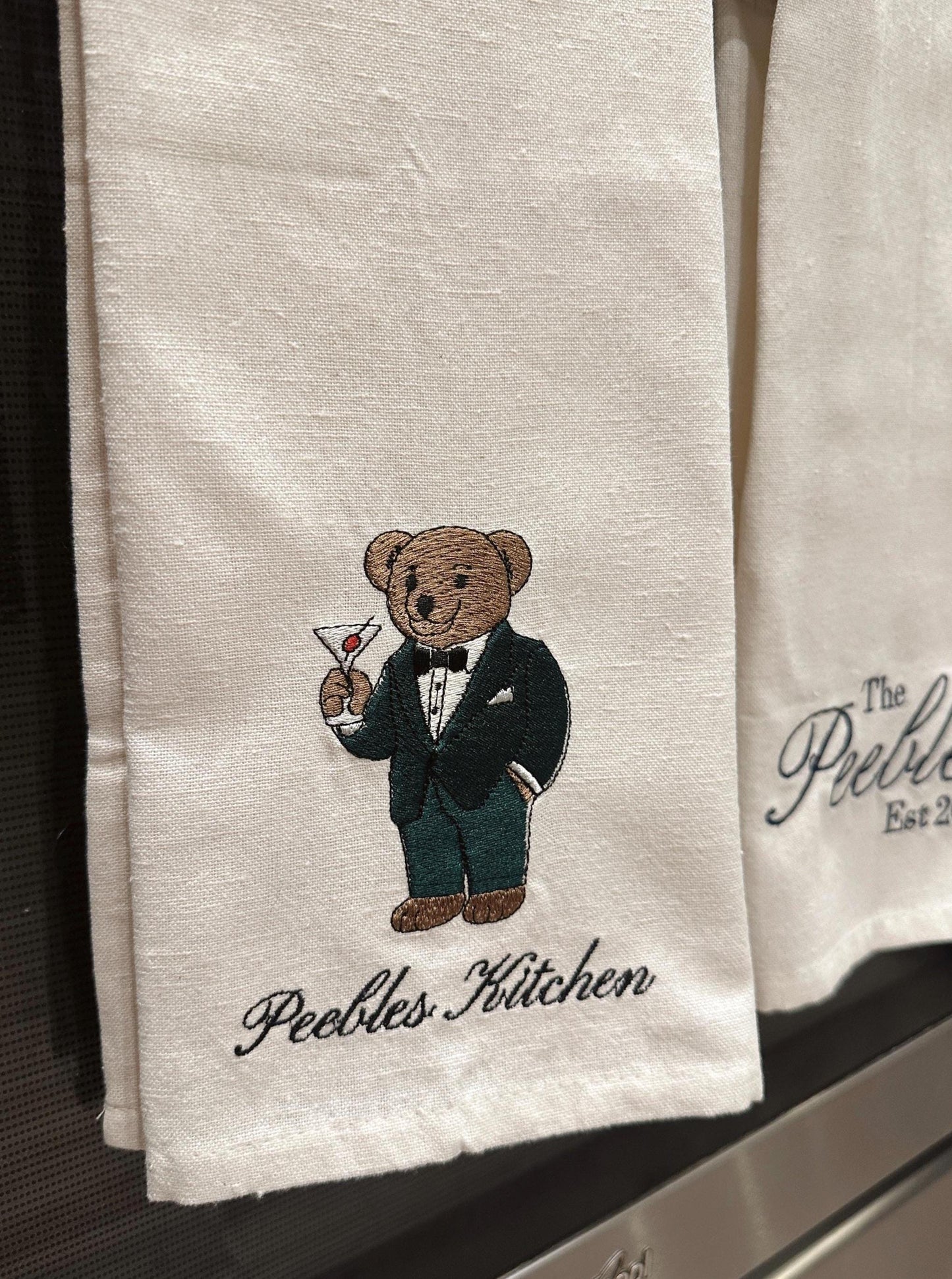 Tuxedo Bear Martini Kitchen Towel