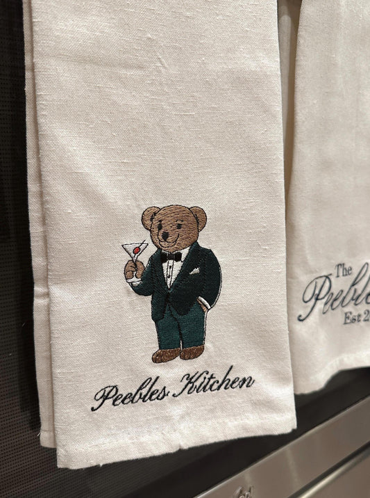 Tuxedo Bear Martini Kitchen Towel