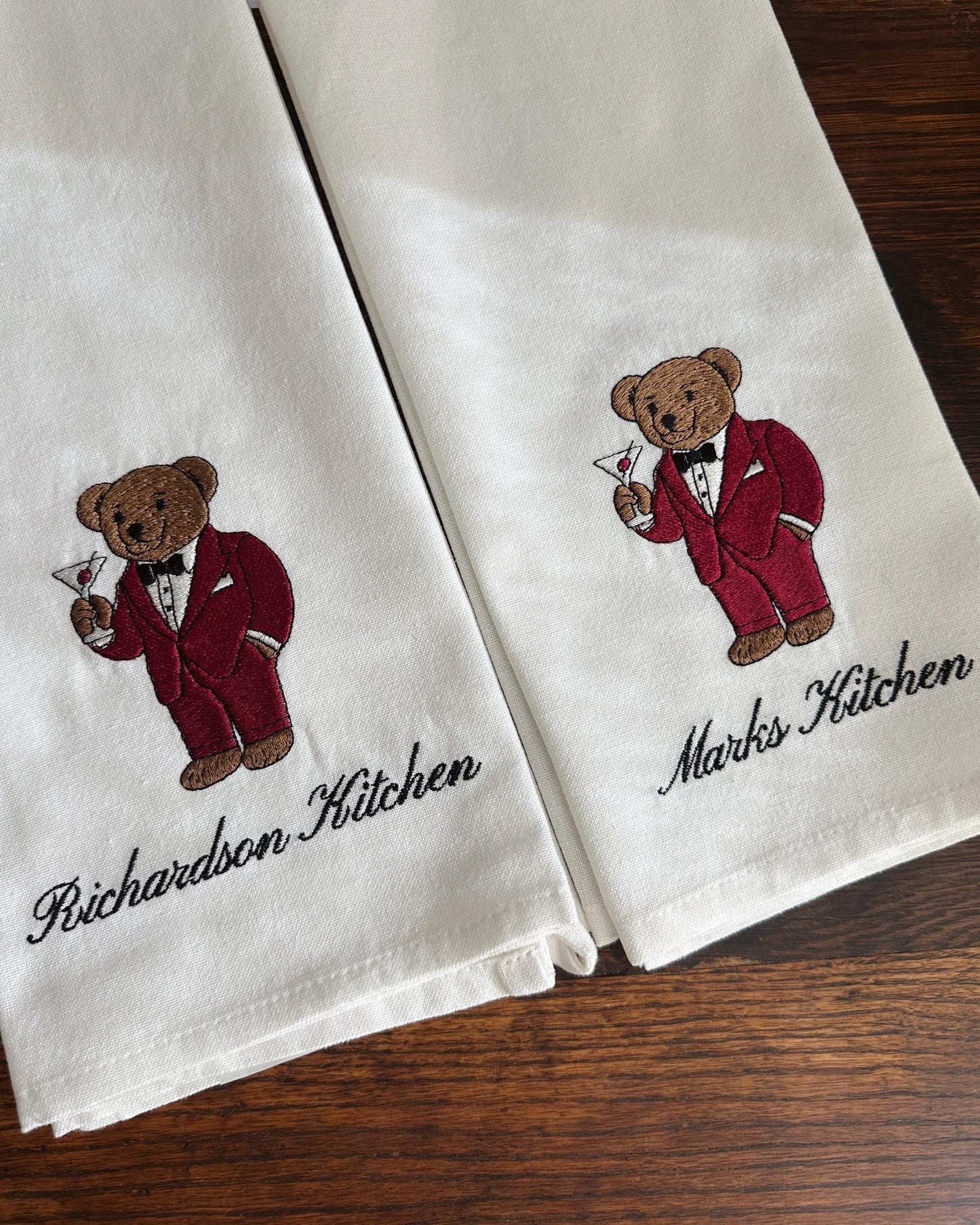 Tuxedo Bear Martini Kitchen Towel