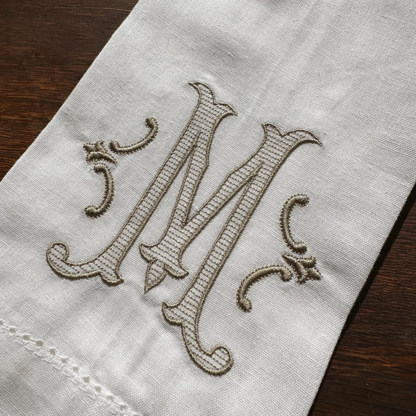 Romanesque Monogram Linen Dinner Napkin