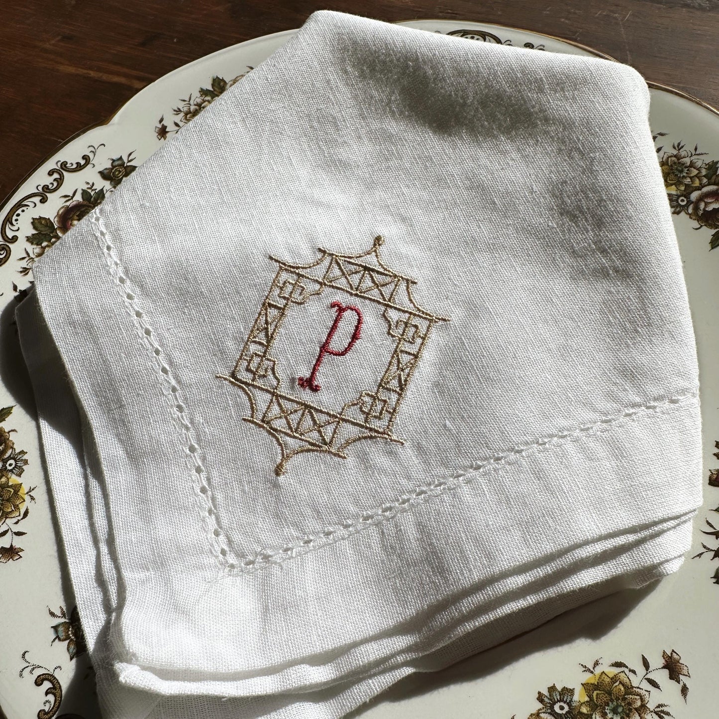 Chinoiserie Linen Dinner Napkins