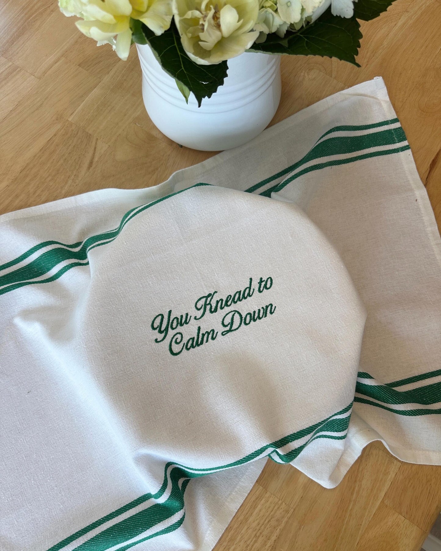 You Knead To Calm Down Sourdough Bread Embroidered Towel