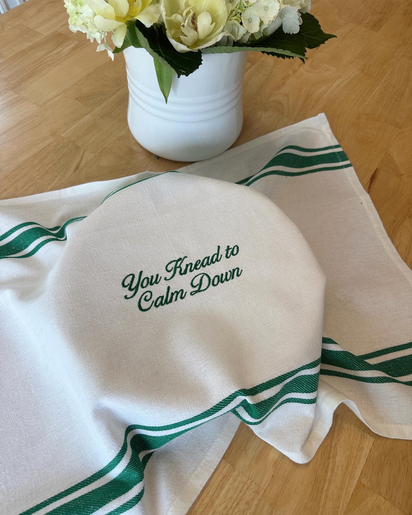 You Knead To Calm Down Sourdough Bread Embroidered Towel