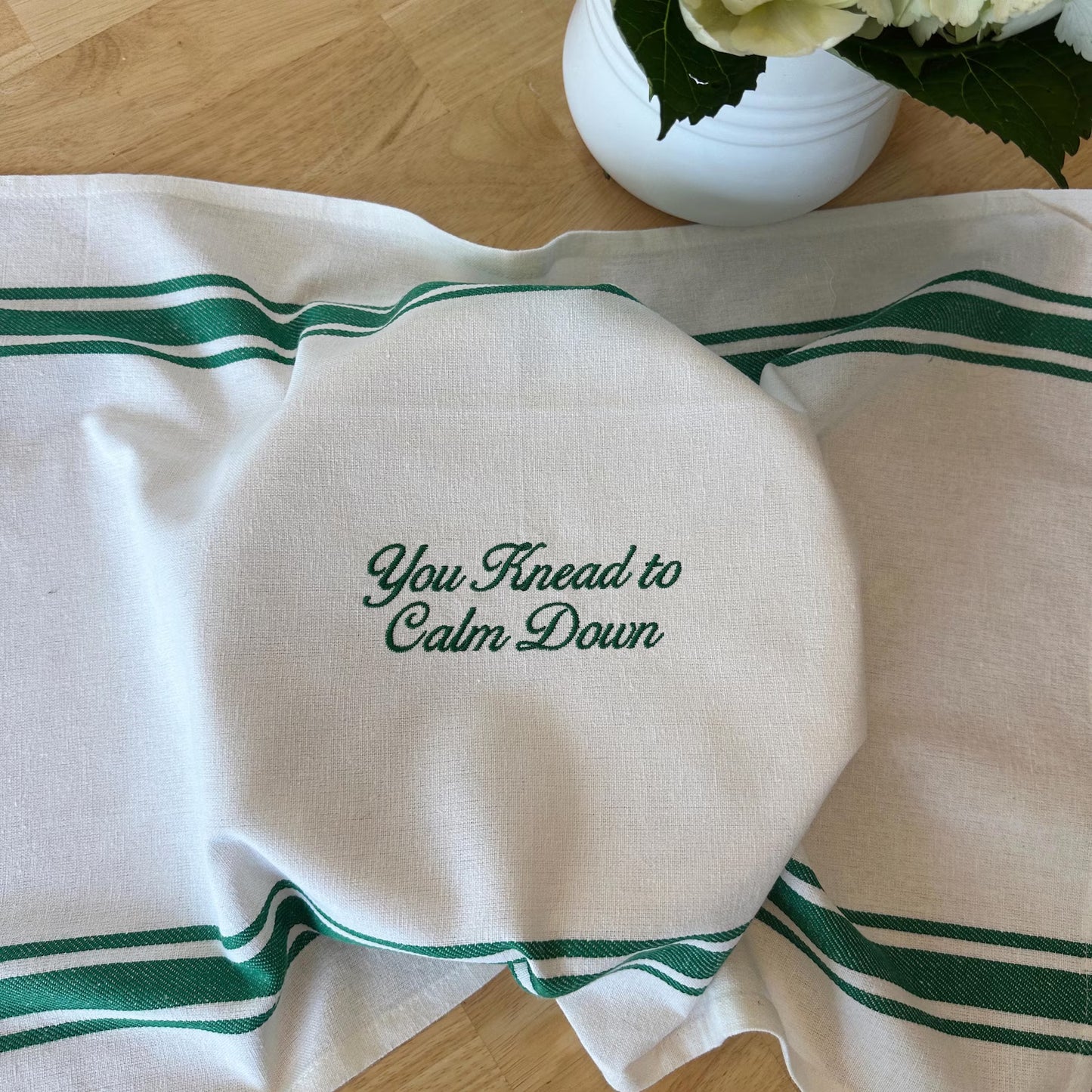 You Knead To Calm Down Sourdough Bread Embroidered Towel