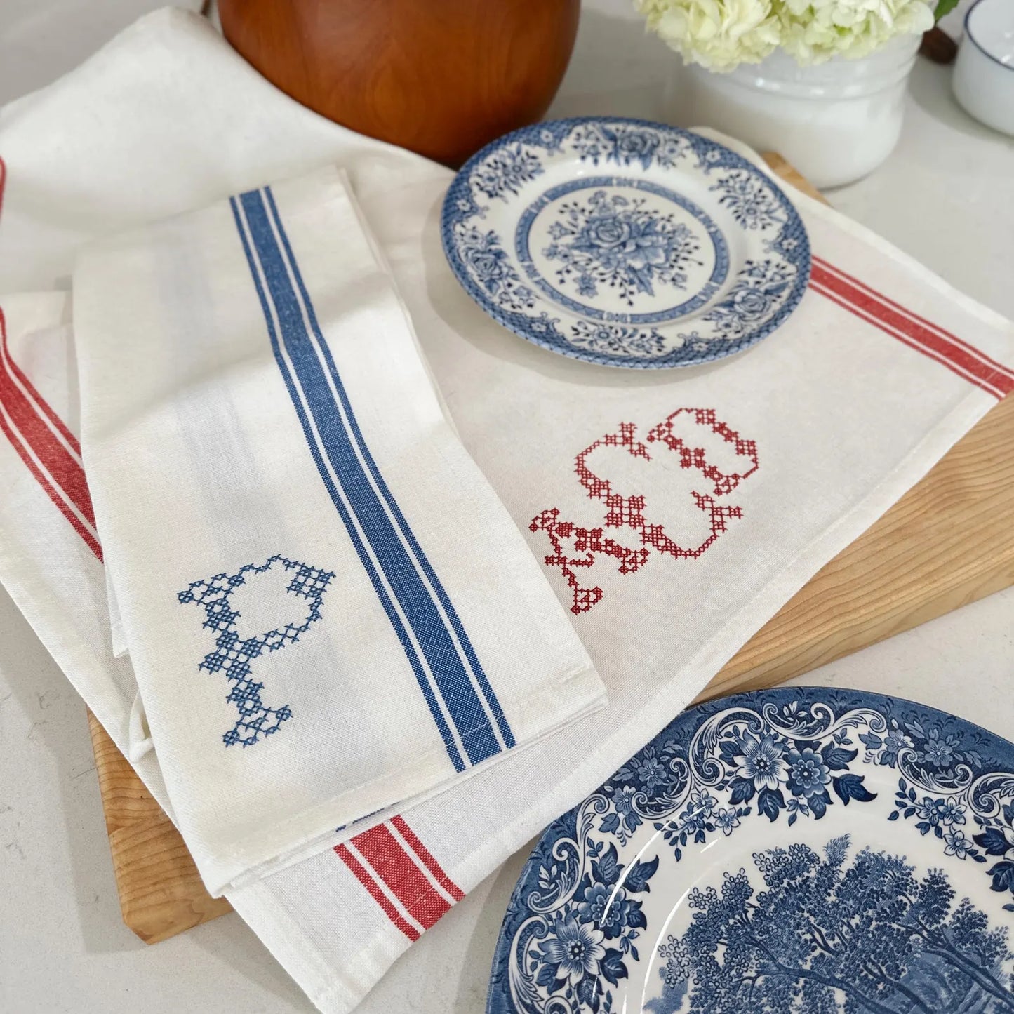 Cross Stitch Monogram Kitchen Towel
