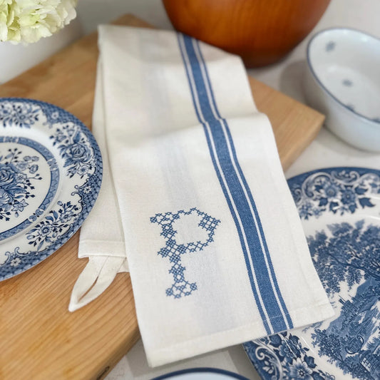 Cross Stitch Monogram Kitchen Towel