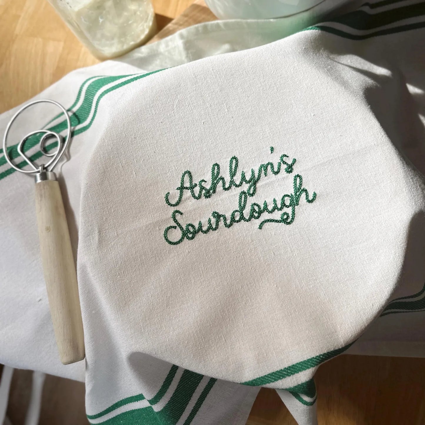 Chain Stitch Text Sourdough Towel