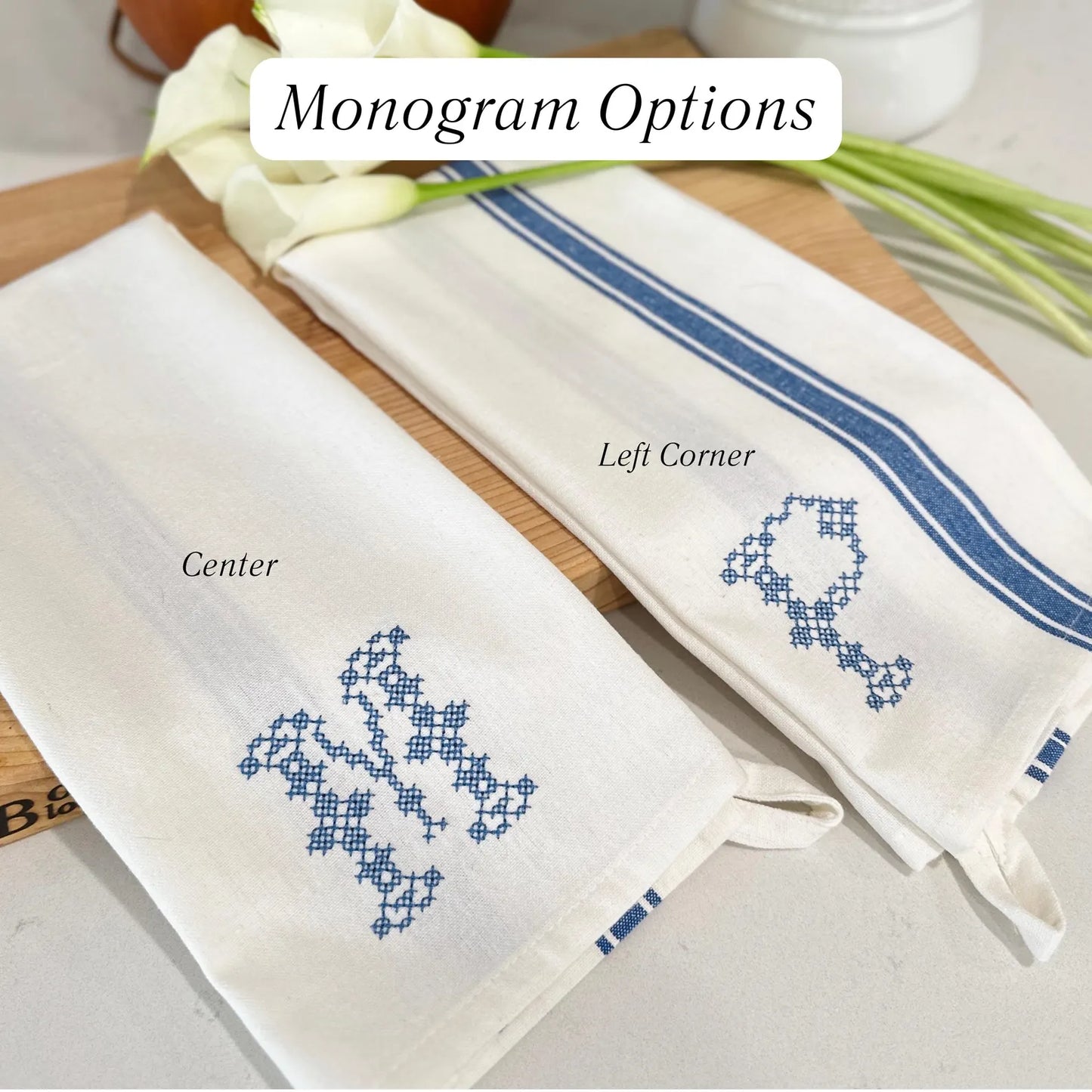 Cross Stitch Monogram Kitchen Towel