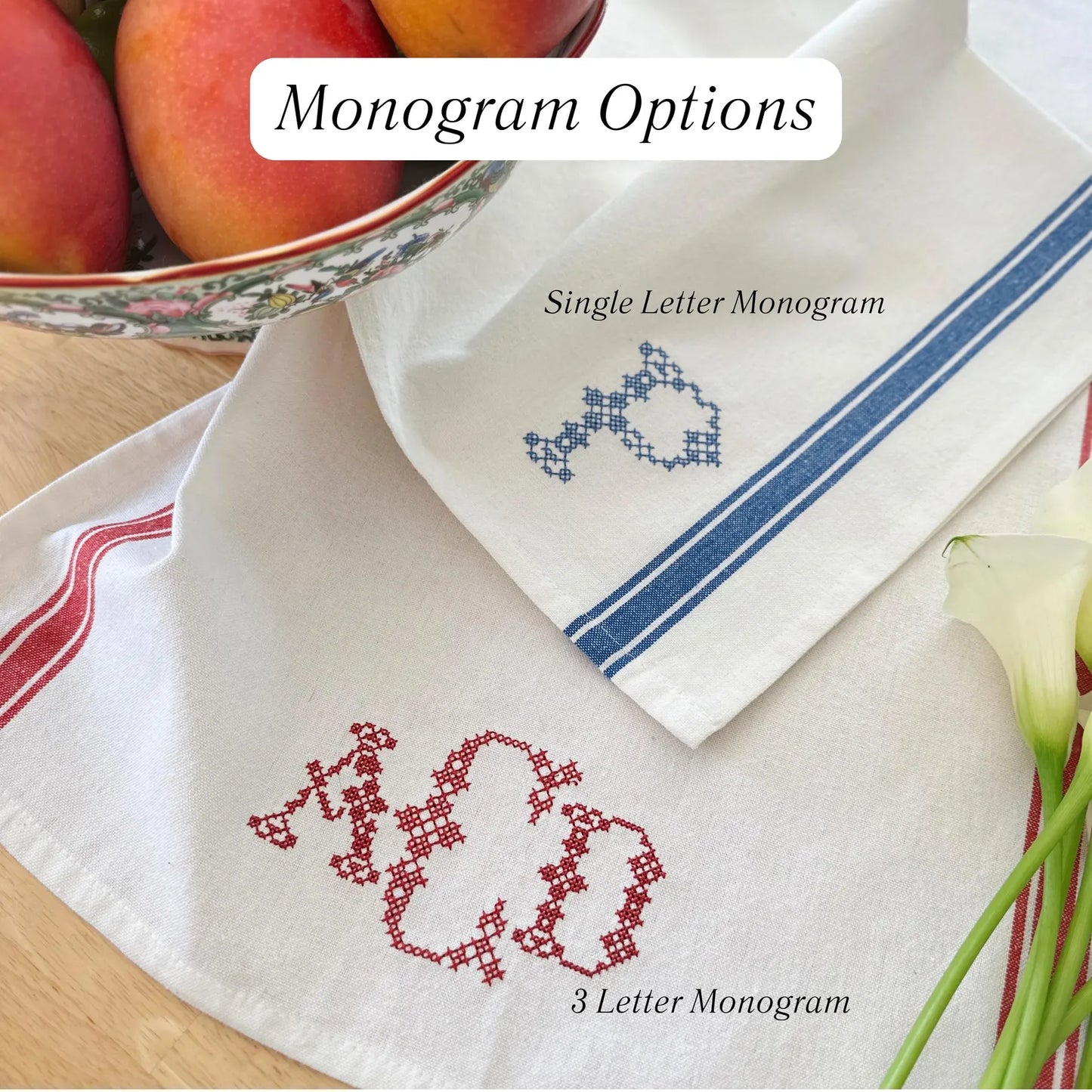 Cross Stitch Monogram Kitchen Towel