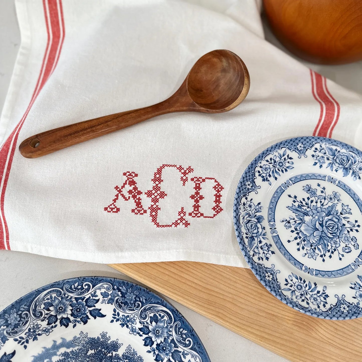 Cross Stitch Monogram Kitchen Towel