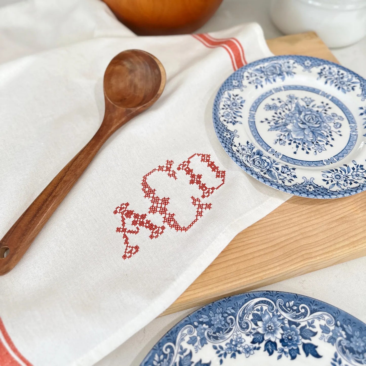 Cross Stitch Monogram Kitchen Towel