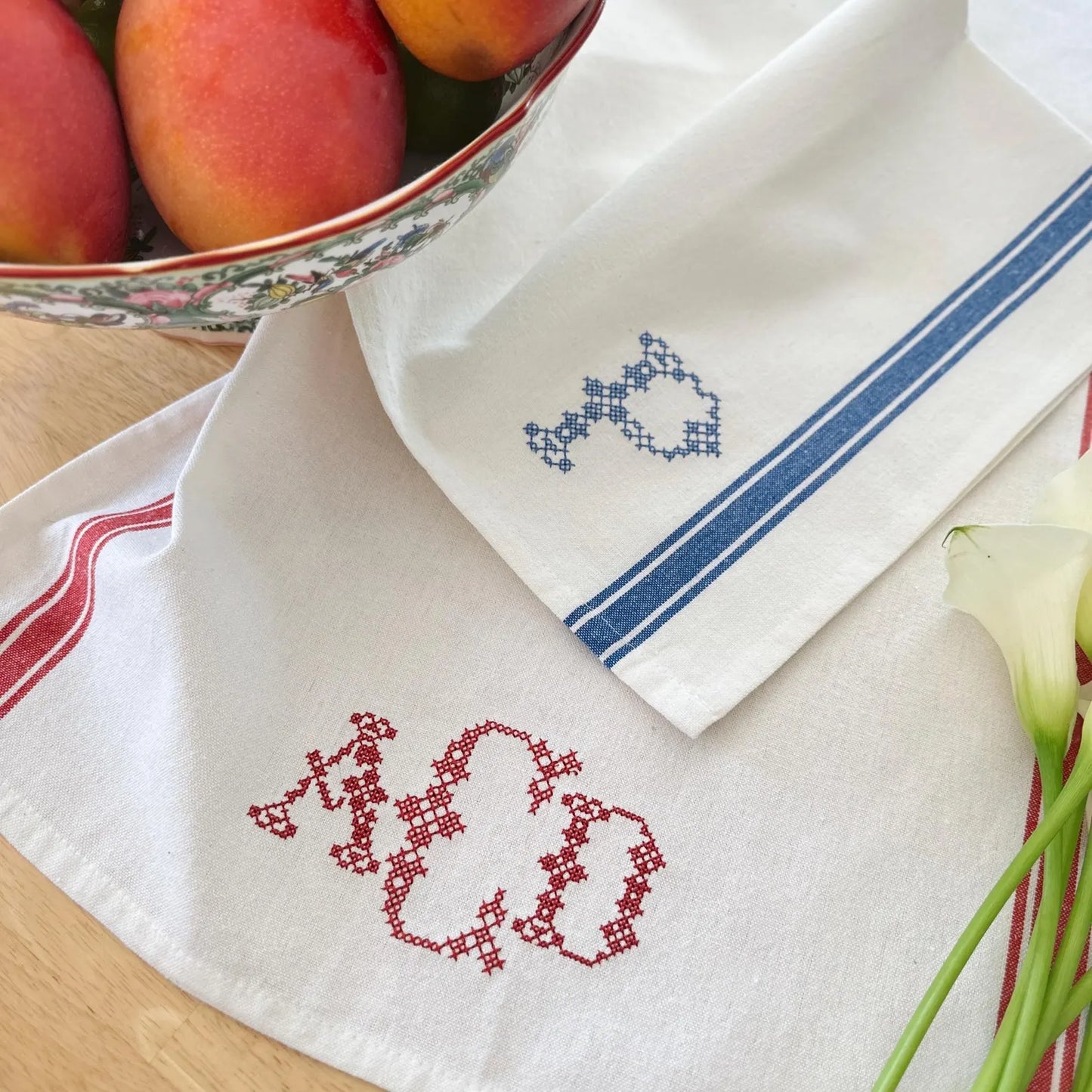 Cross Stitch Monogram Kitchen Towel