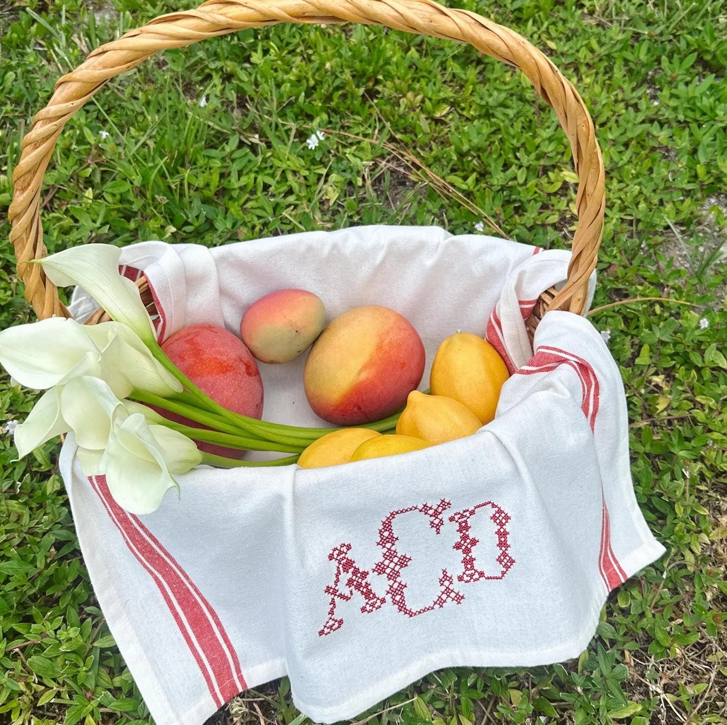 Cross Stitch Monogram Kitchen Towel
