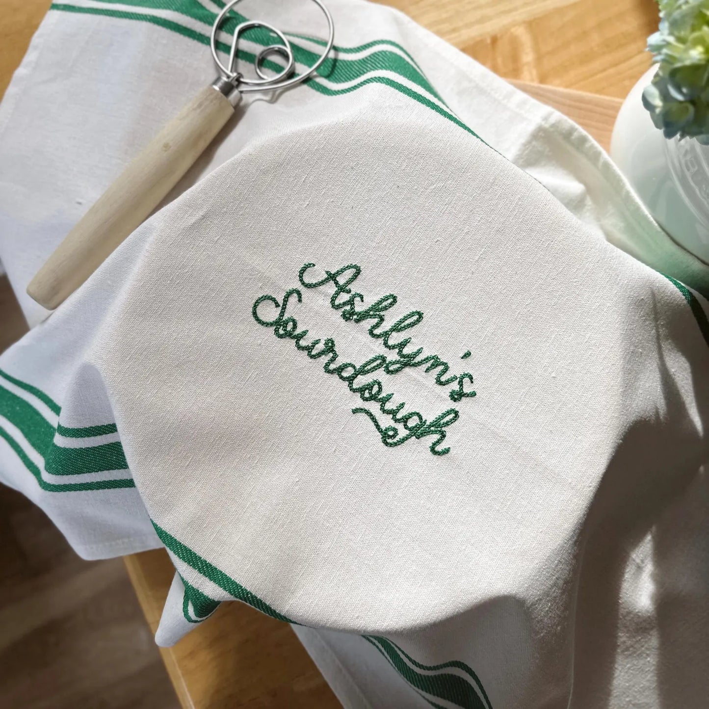 Chain Stitch Text Sourdough Towel
