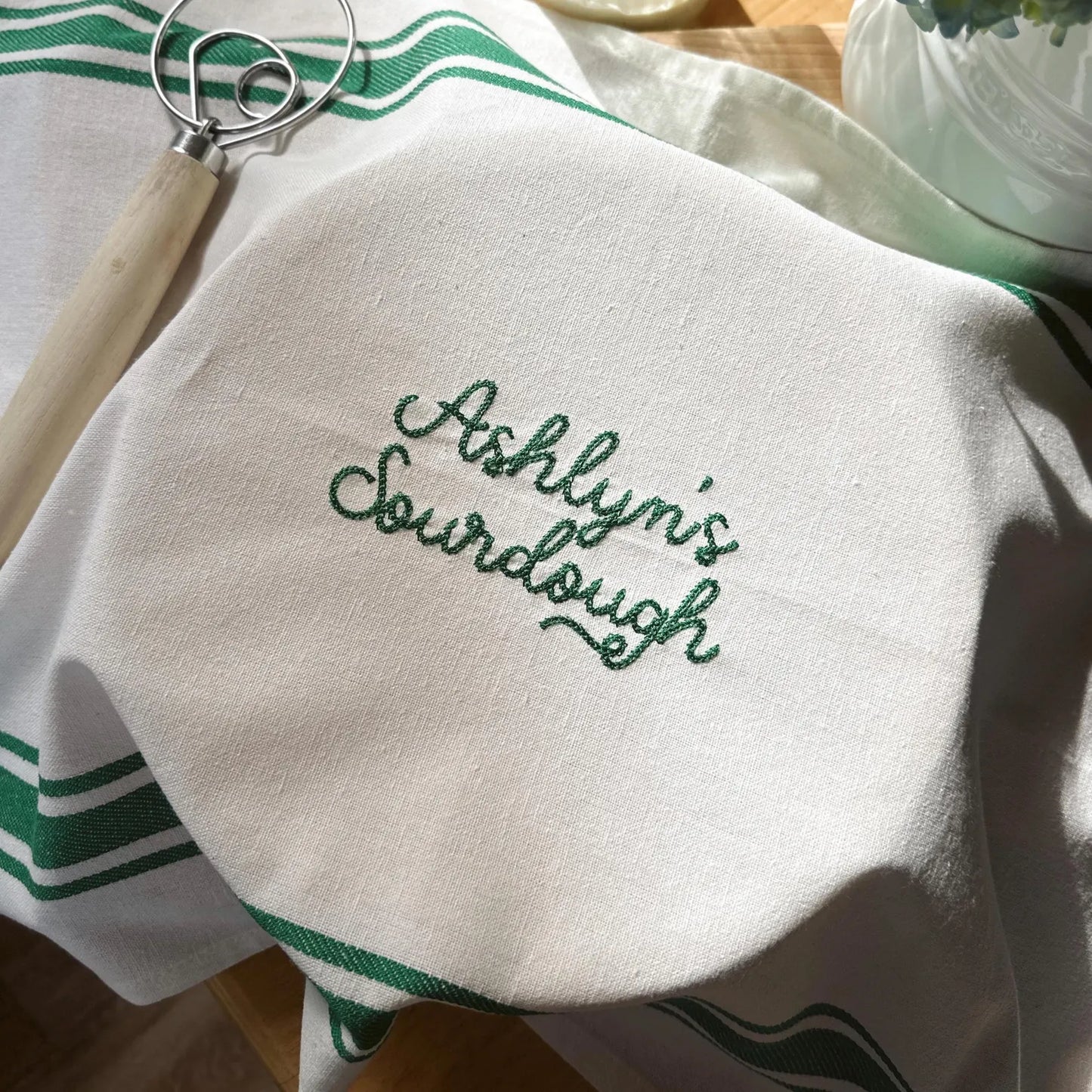 Chain Stitch Text Sourdough Towel