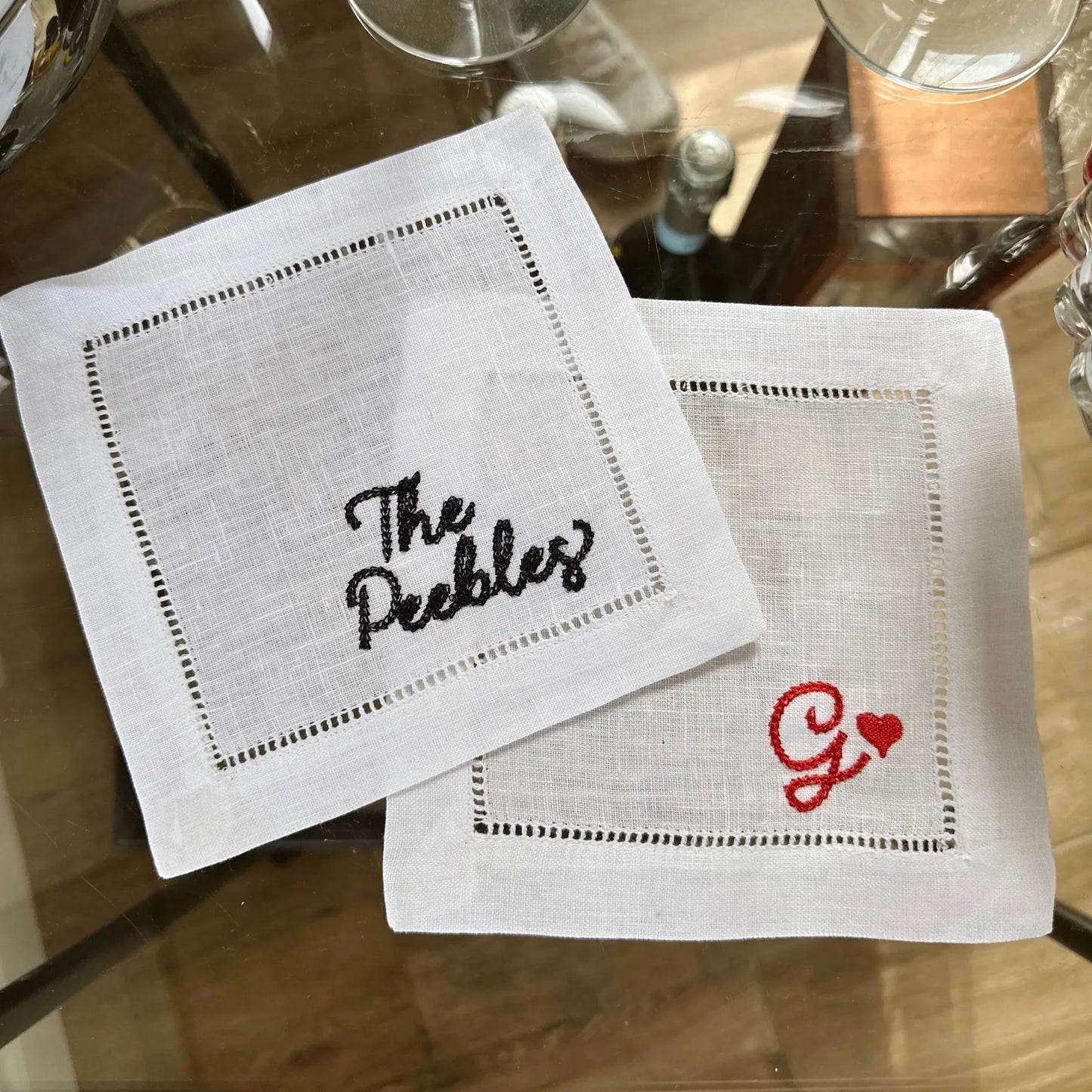 Chainstitch Text Cocktail Napkins