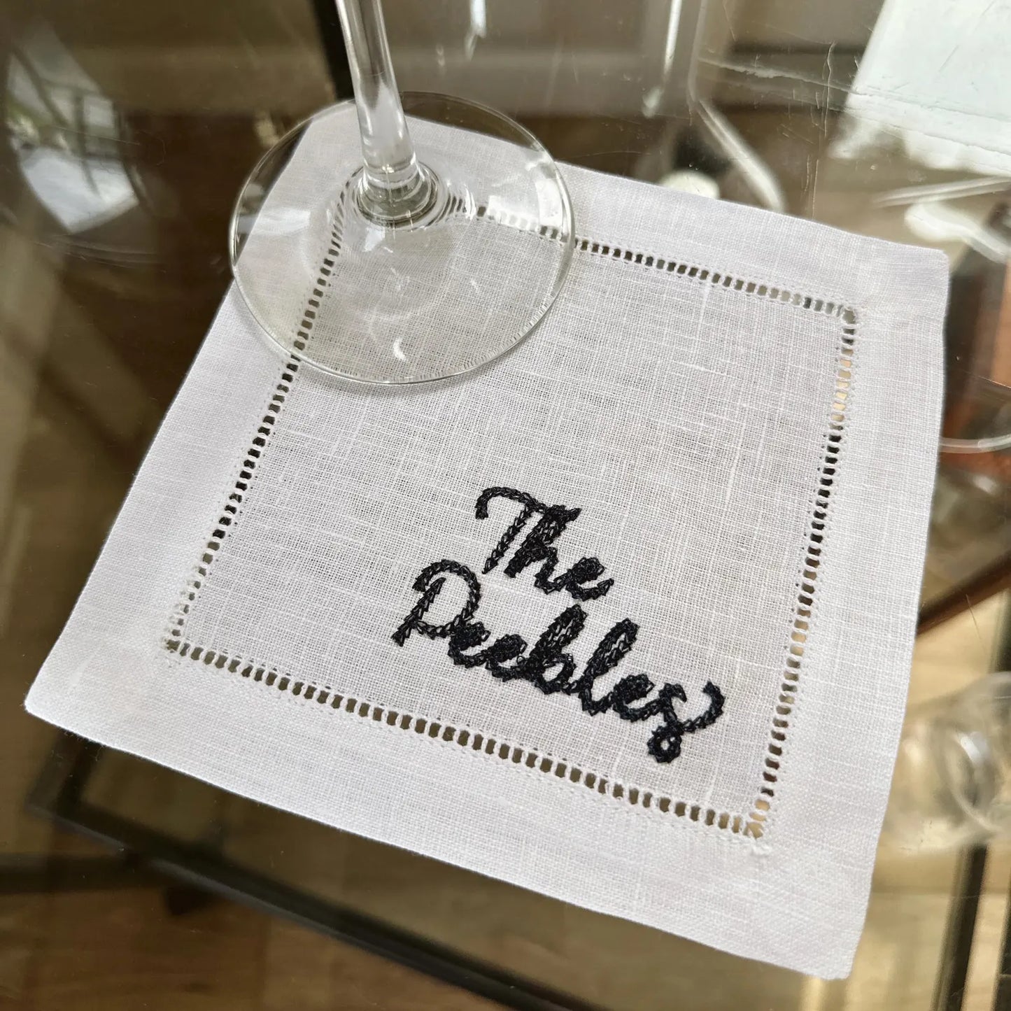 Chainstitch Text Cocktail Napkins