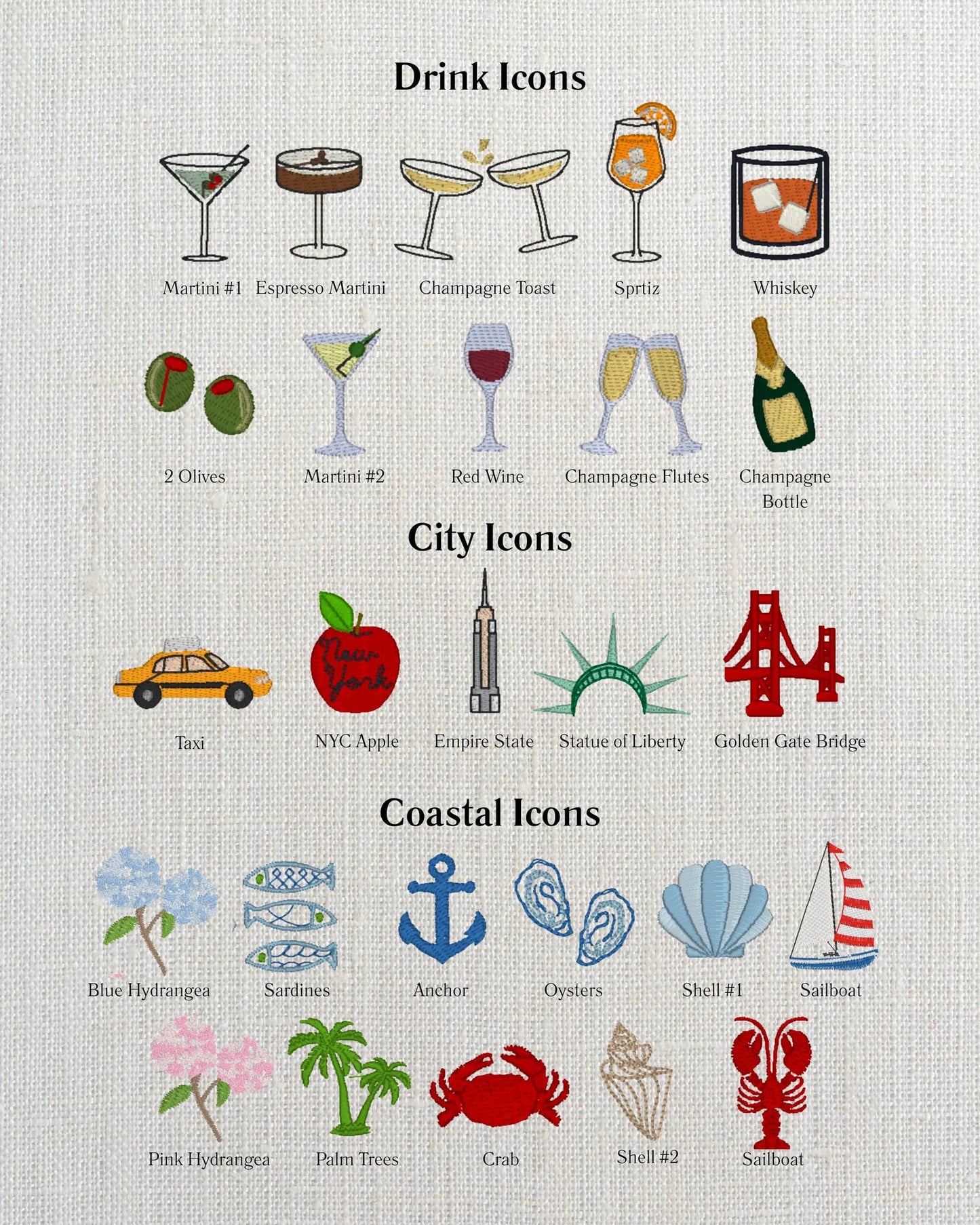 Custom Icon Cocktail Napkin Set