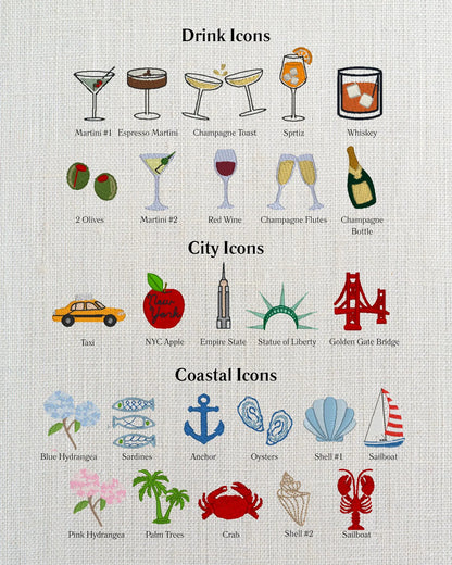 Custom Icon Cocktail Napkin Set